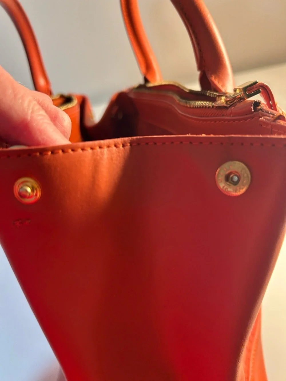 Teddy Blake Orange Croc-Embossed Leather Satchel Purse - Picture 6 of 10